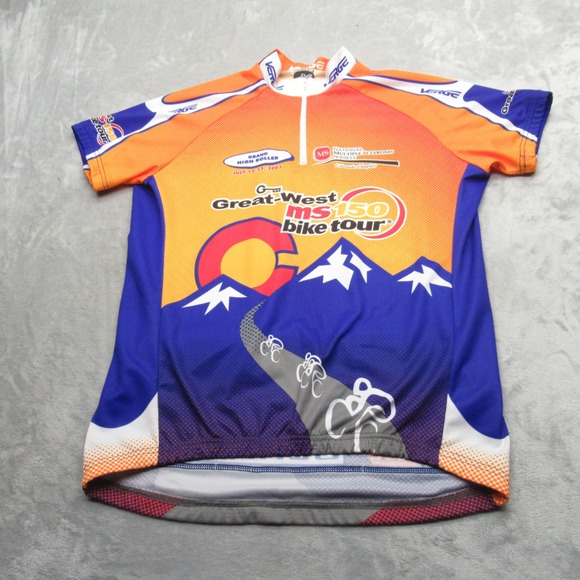 Verge Cycling Jersey Mens Large Verge Orange Great West MS 150 Bike Tour Poland‎ - Picture 1 of 11